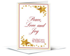 Holiday Card w-Envelope 5.50 x 7.875 Stars Peace Love and Joy Stars Business design